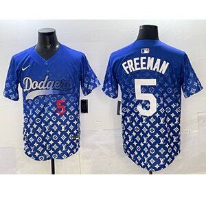 Mens Youths Kids Freddie Freeman Royal Jersey Stitched Blue
